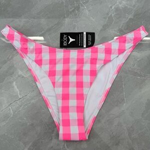 Women’s Cotton On Body High Side Brazilian Seam Bikini Bottom Checkered Swimsuit